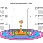 Infographic illustrating 7 innovative strategies for learning English online, featuring digital language learning tools, personalized lessons, and proven tips to achieve incredible fluency in 2025.